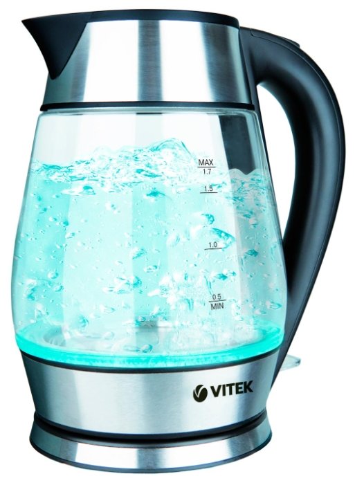 Изображение Электрический чайник VITEK VT-7037 TR (2200 Вт/1,8 л /стекло, металл/прозрачный, черный)