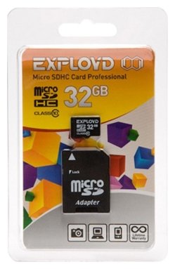 Изображение Карта памяти Exployd MicroSDHC+ адаптер SD [EX032GCSDHC10-AD] Class 10 32 Гб адаптер на SD