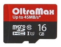 Изображение Карта памяти OltraMax MicroSDHC UHS-1 Elite + адаптером SD 45 MB/s Class 10 16 Гб адаптер на SD
