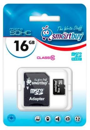 Изображение Карта памяти SmartBuy MicroSDHC Class 10 16 Гб адаптер на SD SB16GBSDCL10-01