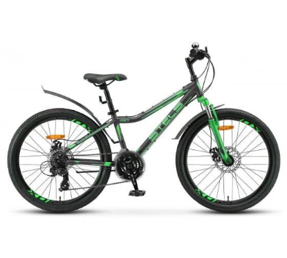 Изображение Велосипед Stels Navigator-410 MD 24" 21-sp V010 (черный, зеленый/24 "/12.0 ")-2019 года LU091556*LU082934