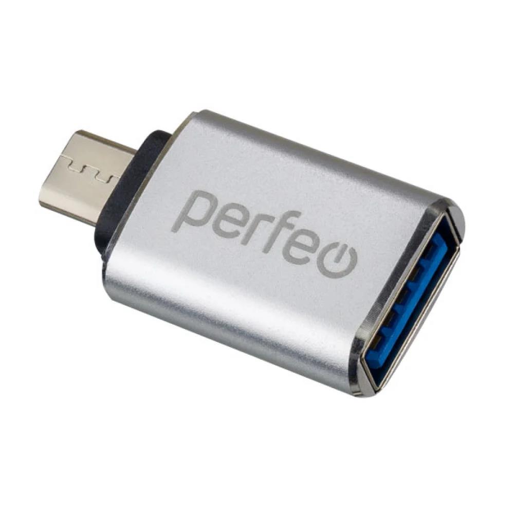 Изображение Переходник Perfeo PF-VI-O012 Silver USB 3.0 A Micro USB 2.0 B серебристый