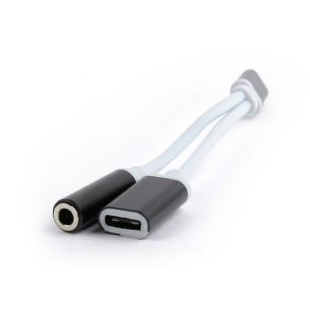 Изображение Переходник Cablexpert CCA-UC3.5F-02 USB-C Jack3.5 + Type-C белый, черный 0,15 м