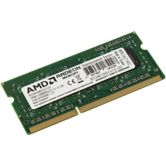 Изображение Оперативная память 4 GB DDR3 AMD R534G1601S1S-UG (12800 МБ/с, 1600 МГц, CL11)