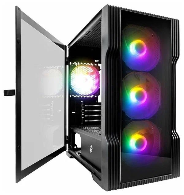 Изображение Корпус 1STPLAYER TRILOBITE T3-G (micro-ATX, черный, без БП)/(T3-G-BK-4F1)