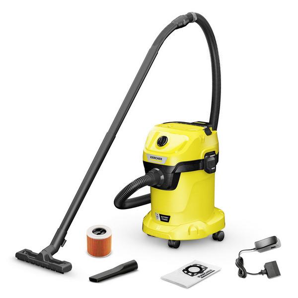 Изображение Строительный пылесос Karcher WD 3-18 Battery Set V-17/20 (225 Вт , мешок, контейнер,  очистка)