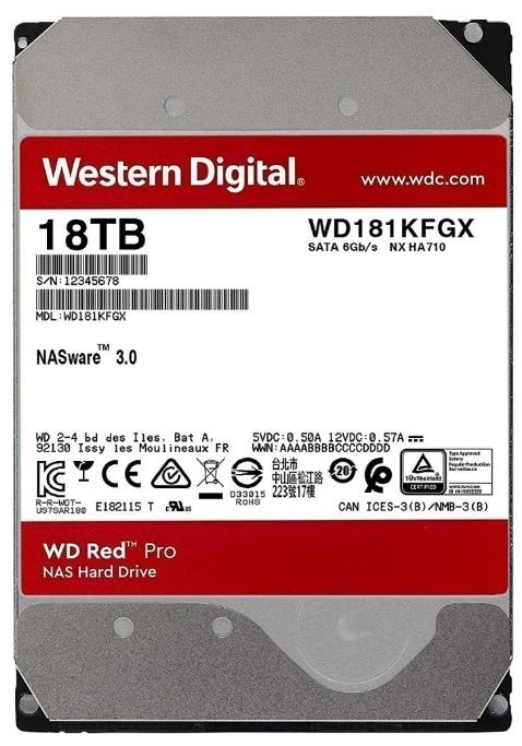 Изображение Жесткий диск 3.5" 18000 Гб Western Digital Red Pro, 7200 rpm, 512 МБ