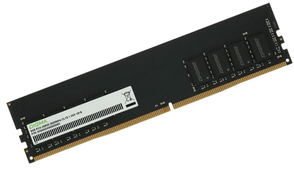 Изображение Оперативная память 8 GB DDR4 Digma DGMAD43600008S (28800 МБ/с, 3600 МГц, CL18)