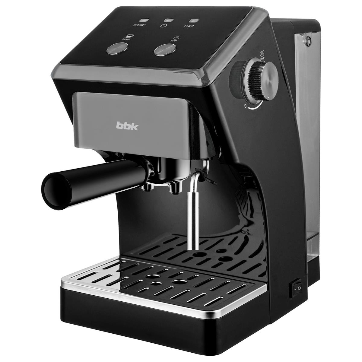 Изображение Кофеварка BBK BCM1503 черный/серый (рожковая//1050 Вт )