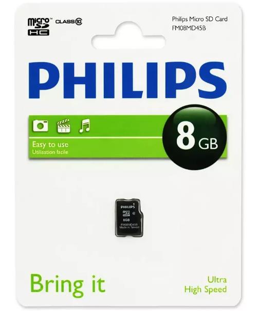 Изображение Карта памяти Philips MicroSDHC Class 10 8 Гб  FM08MD45B/97