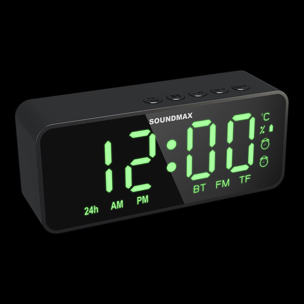 Изображение Радиобудильник SoundMAX SM-1520B (черный с зеленым)