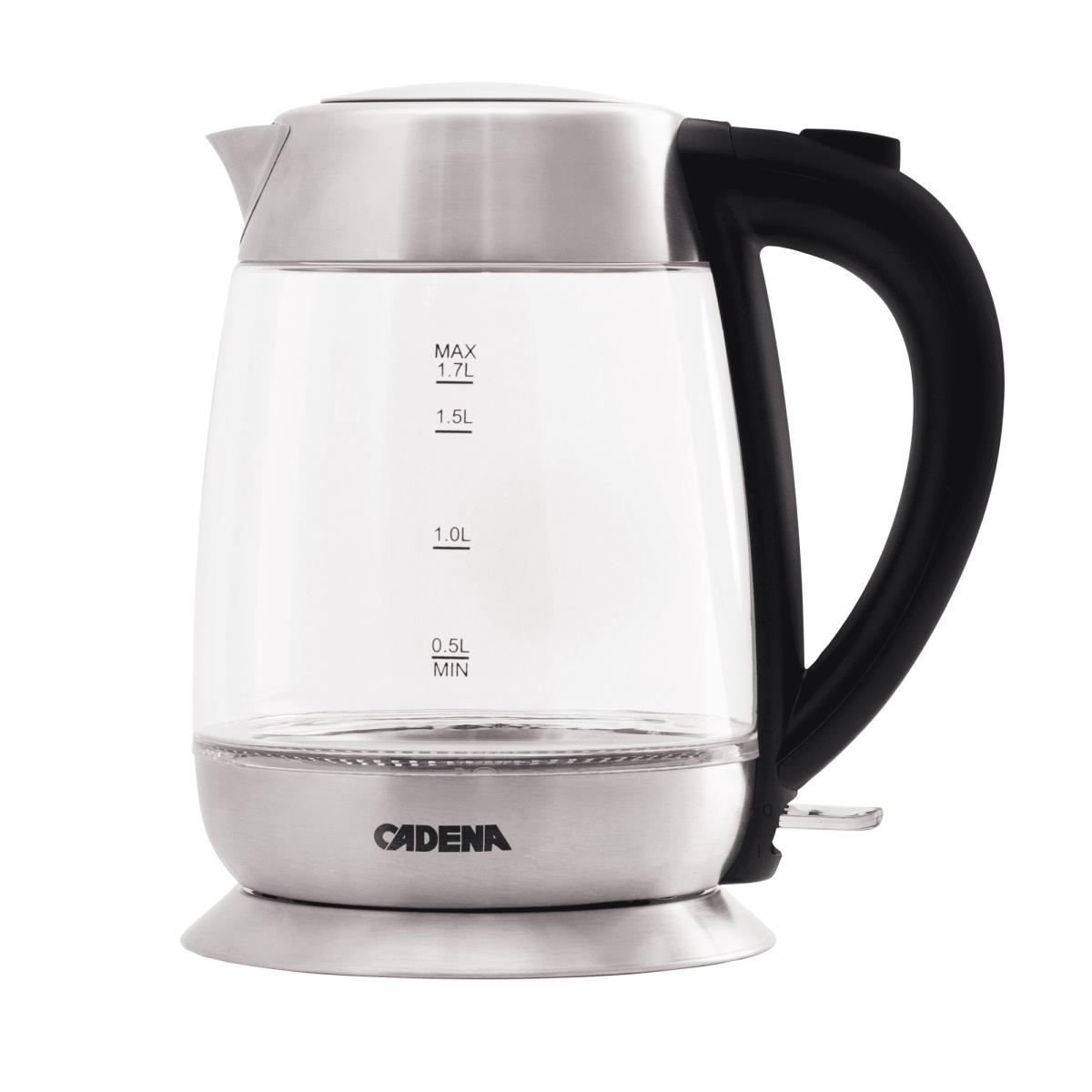 Изображение Электрический чайник Cadena KC501G (2200 Вт/1,7 л /стекло/прозрачный, черный, серебристый)