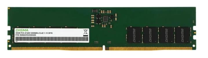 Изображение Оперативная память 1x32 GB DDR5 Digma DGMAD55200032D (41600 Мб/с, 5200 МГц, CL42)