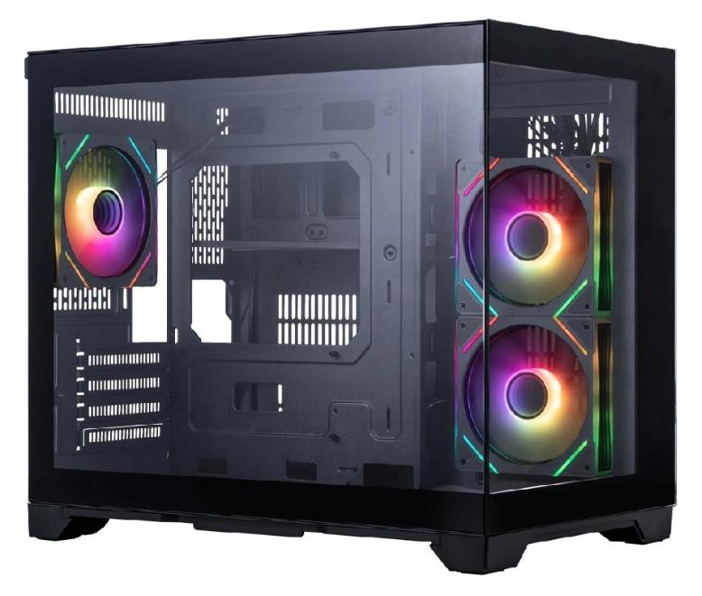 Изображение Корпус 1STPLAYER MEGAVIEW MV6-TP ARGB Black (mATX, Mini-ITX, черный, без БП)/(MV6-TP-BK-2FC7R-1FC7)