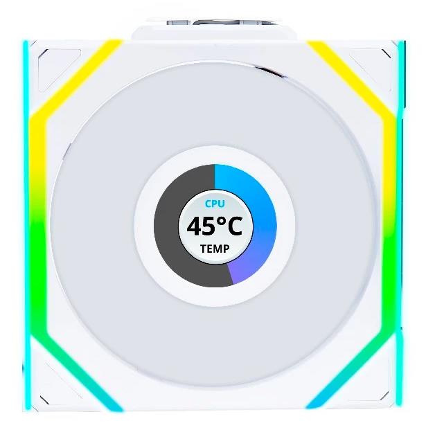 Изображение Вентилятор Lian Li UNI Fan SL Wireless LCD 120 Reverse Blade White (1900 об/мин , 120x120x25 мм,4-pin PWM)