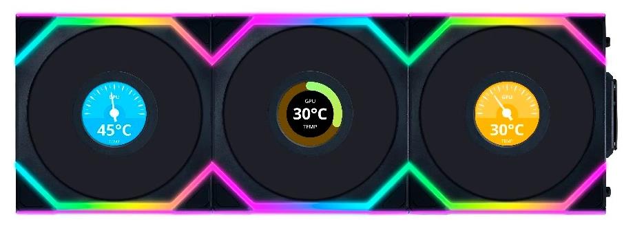 Изображение Вентилятор Lian Li UNI Fan SL Wireless LCD 120 Black (1900 об/мин , 120x120x25 мм,4-pin PWM)