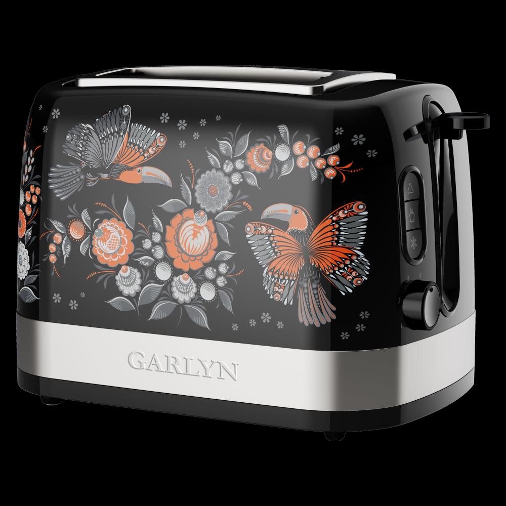 Изображение Тостер Garlyn Flower Grace TR-500 (1050 Вт  черный, рисунок)