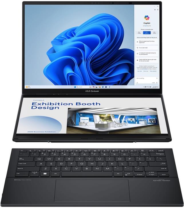 Изображение Ноутбук Asus ZenBook DUO Touch UX8406CA-QL211X (Intel 285H 2900 МГц/ SSD 1024 ГБ  /RAM 32 ГБ/ 14" 1920x1080/VGA встроенная/ Windows 11 Pro) (90NB14X1-M00BD0)