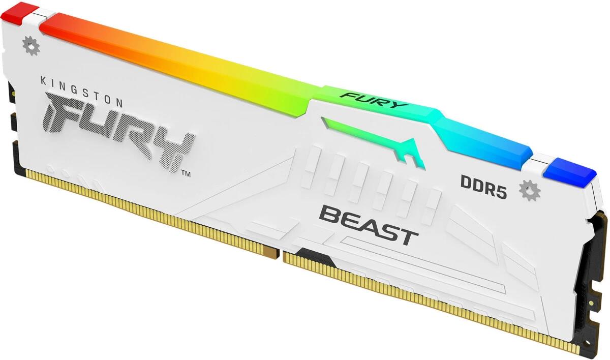Изображение Оперативная память 16 GB DDR5 Kingston Fury Beast White RGB (51200 Мб/с, 6400 МГц, CL32)